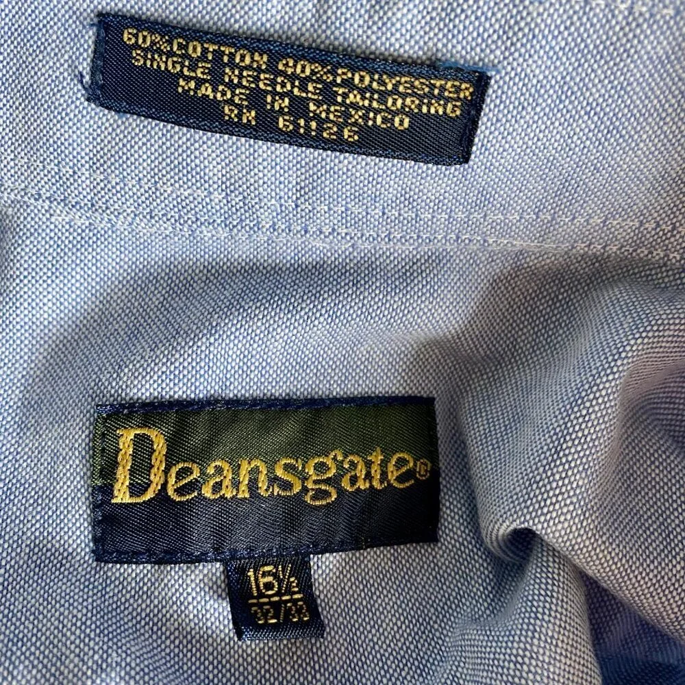 Deansgate Men's Blue Long Sleeve Button Down Shirt Neck 16.5 - Picture 7 of 9